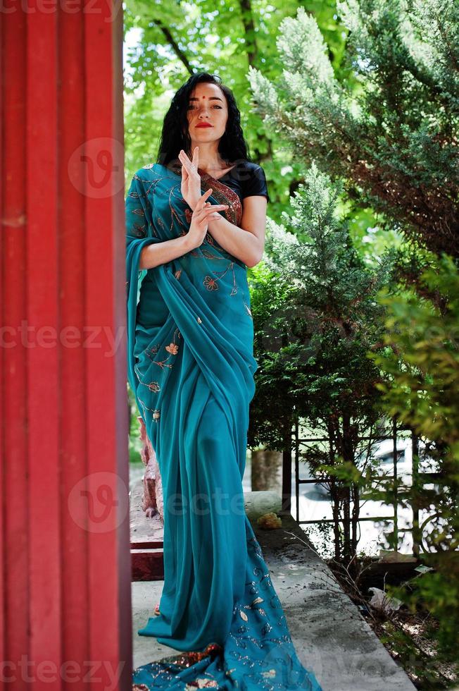 retrato de una hermosa brumette india o modelo de mujer hindú. traje  tradicional indio lehenga choli. 10574315 Foto de stock en Vecteezy