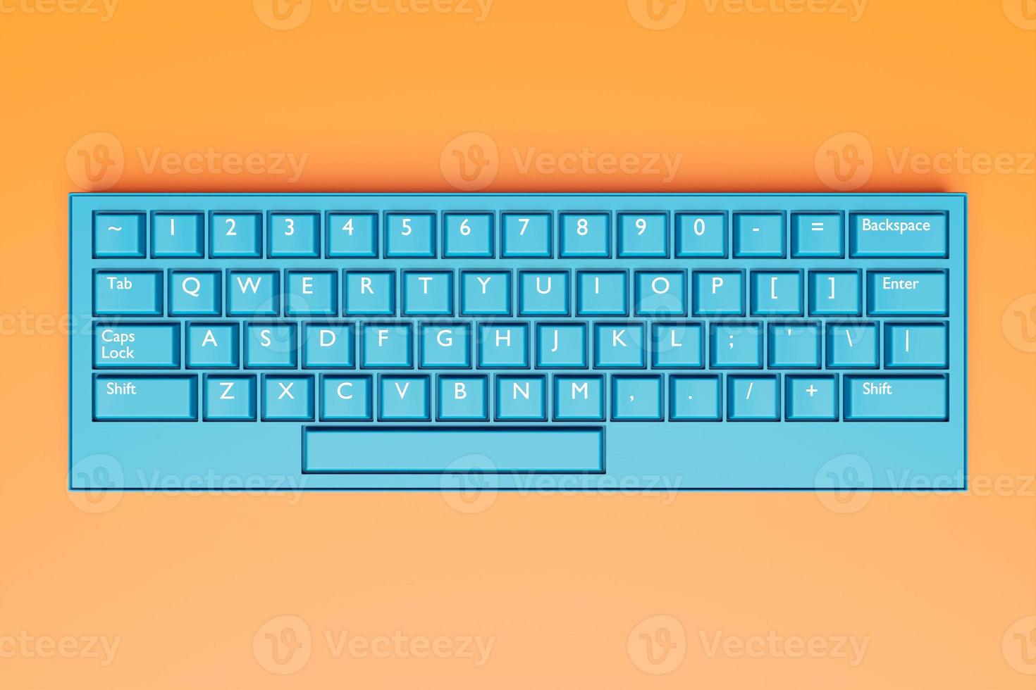 3d illustration, close up of the realistic computer or laptop keyboard   on  orange  background .  Gaming keyboard with LED backlit photo