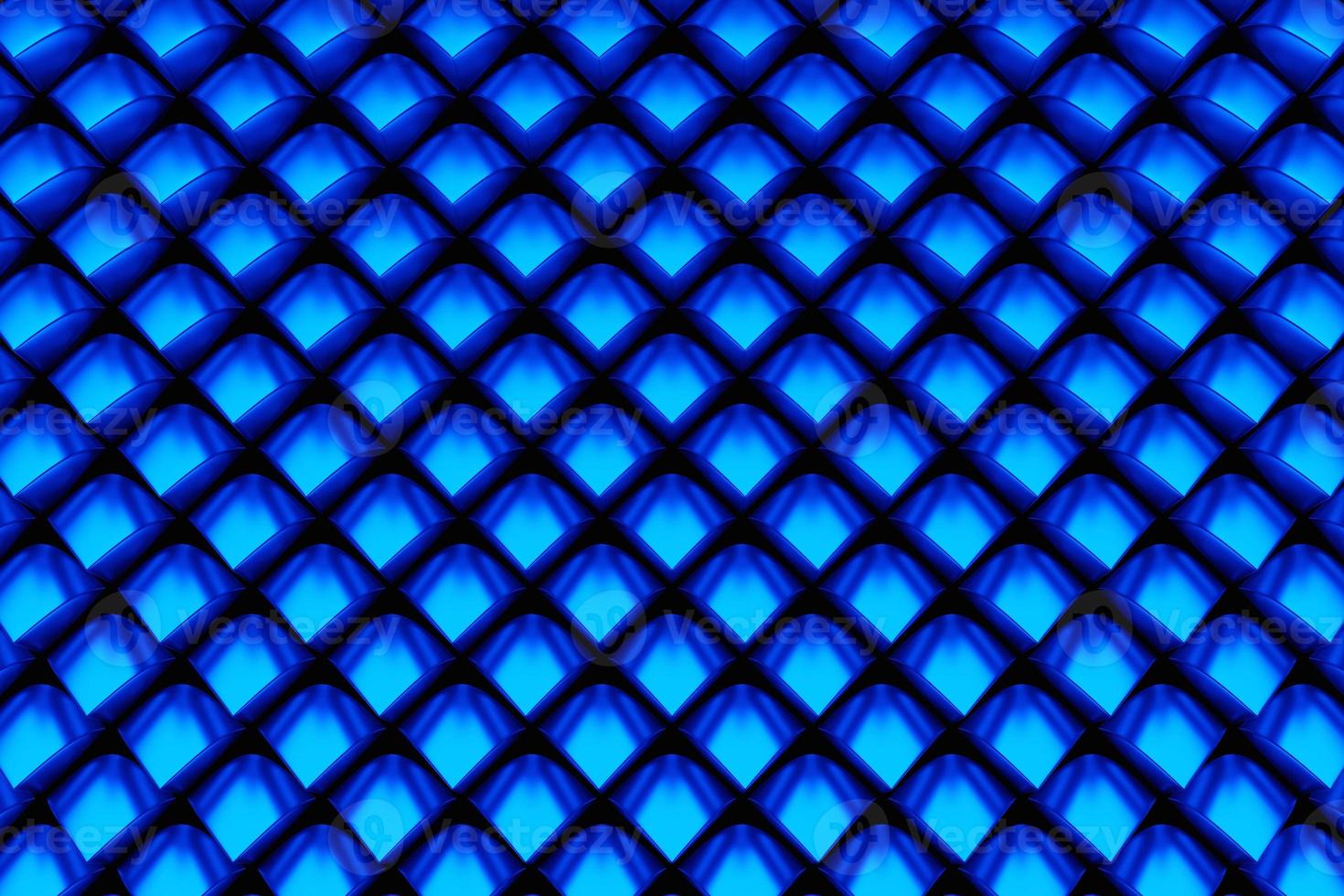 3D rendering. Blue pattern of cubes of different shapes. Minimalistic pattern of simple shapes. Bright creative symmetric texture photo