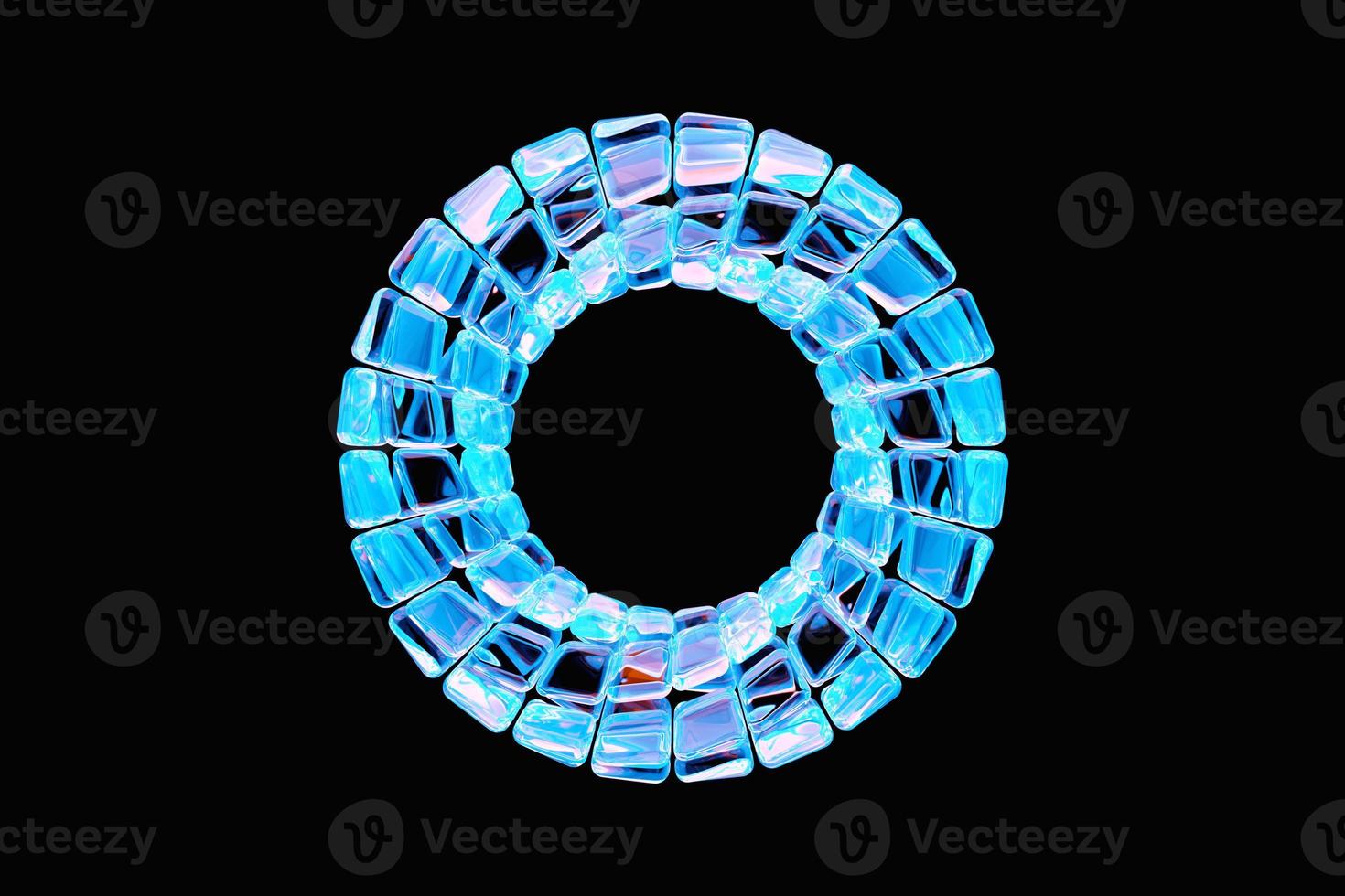 3D illustaration of a   blue  torus. Fantastic cell. Simple geometric shapes photo