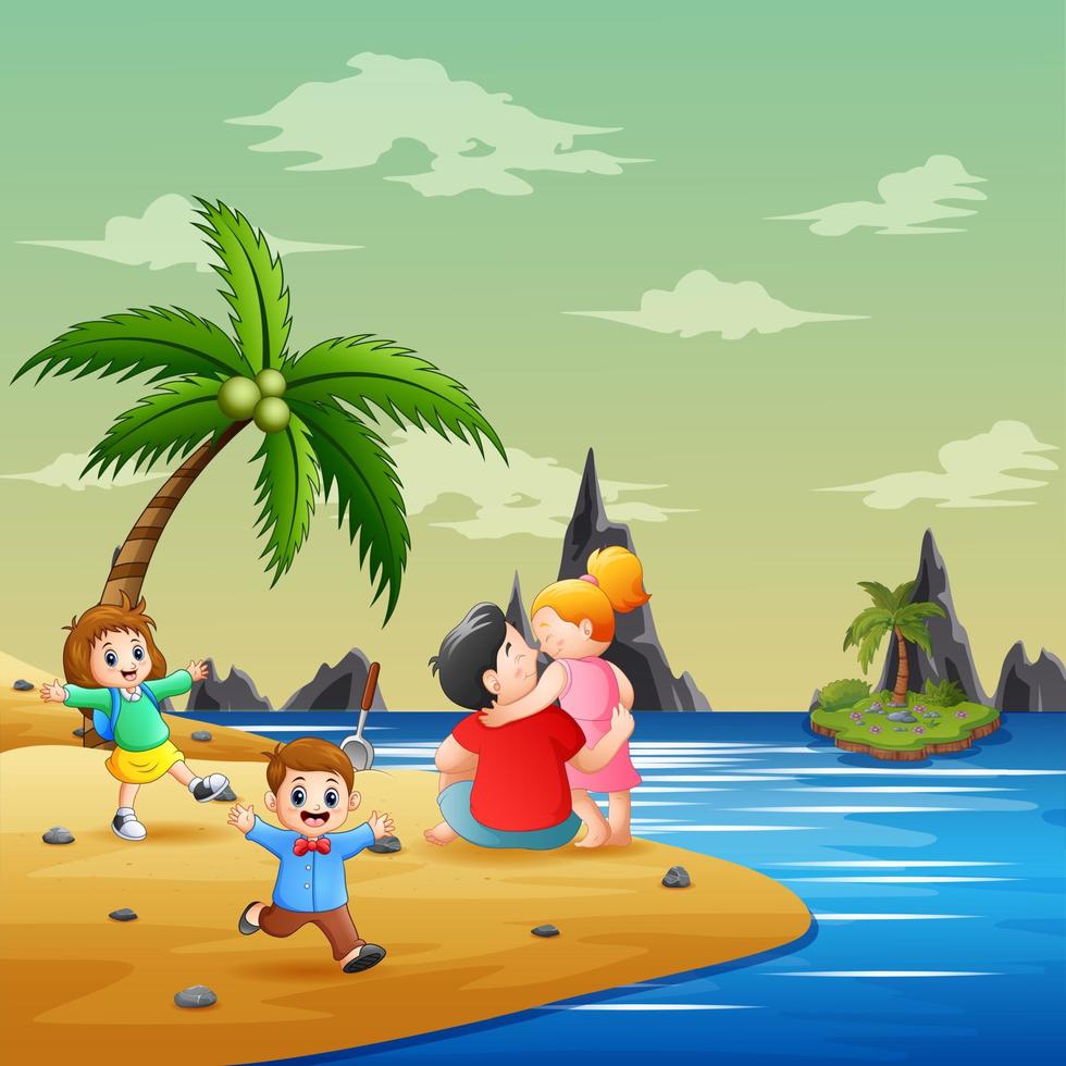 Summer vacation with the beach and visitors vector