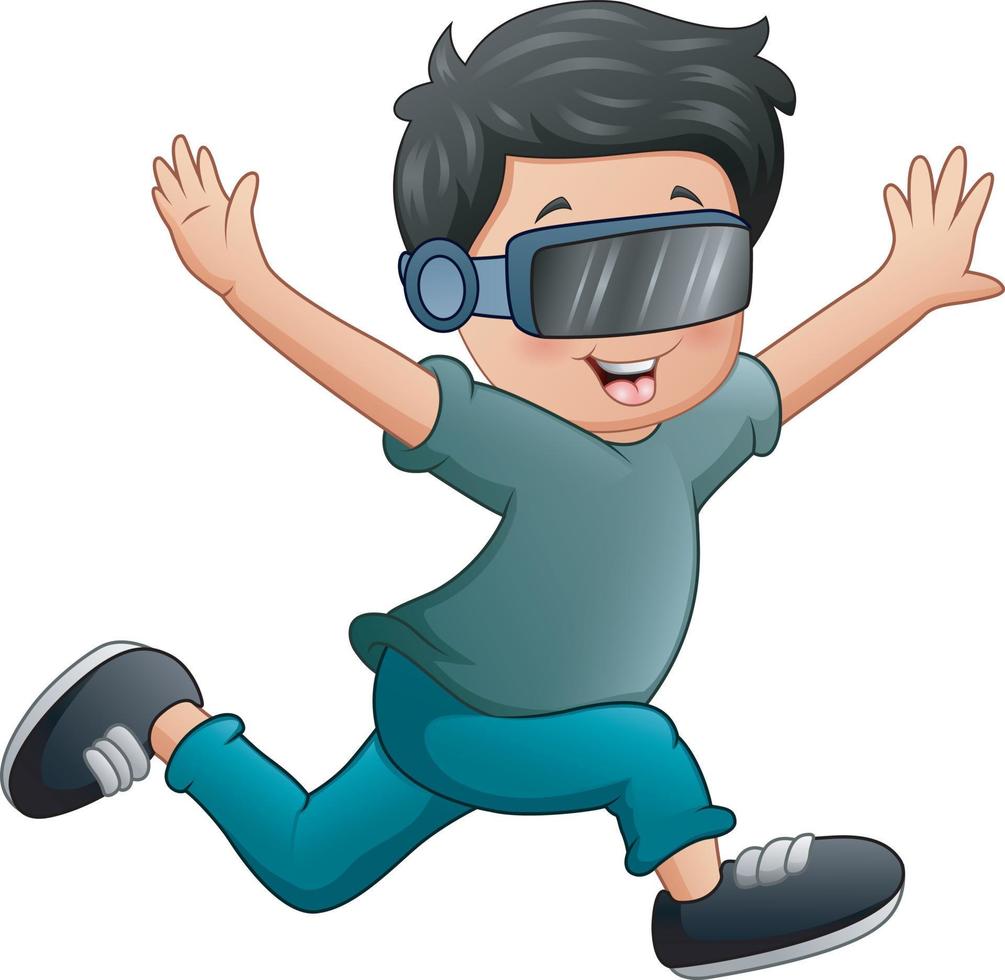 ilustración de dibujos animados de un niño usando gafas de realidad virtual  10574547 Vector en Vecteezy