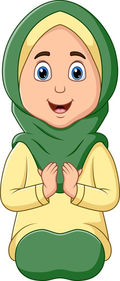 Illustration of a female Muslim praying isolated on white background vector