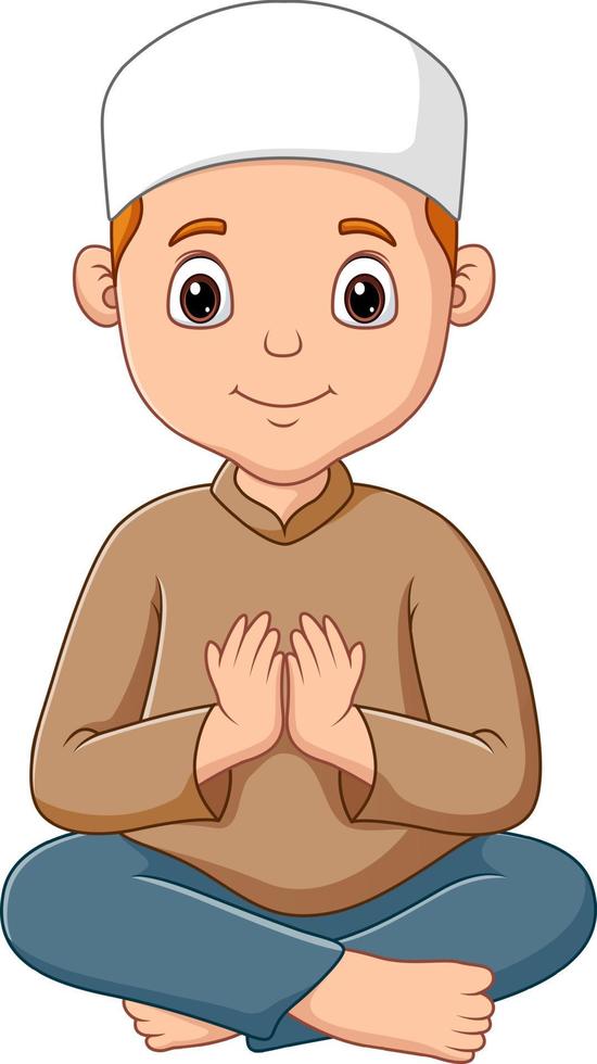 Illustration of a male Muslim praying isolated on white background vector