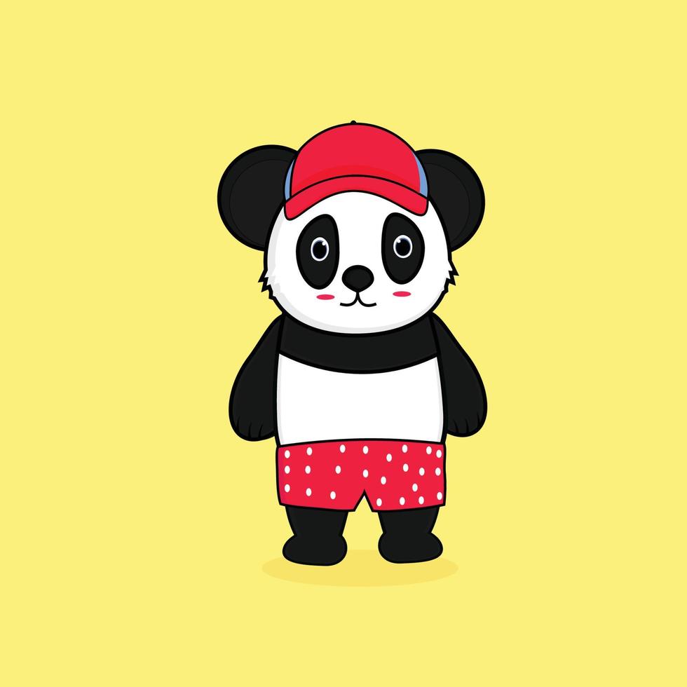 panda vectorial lindo adorable personaje vectorial divertido. animales vectores panda de dibujos animados aislado.