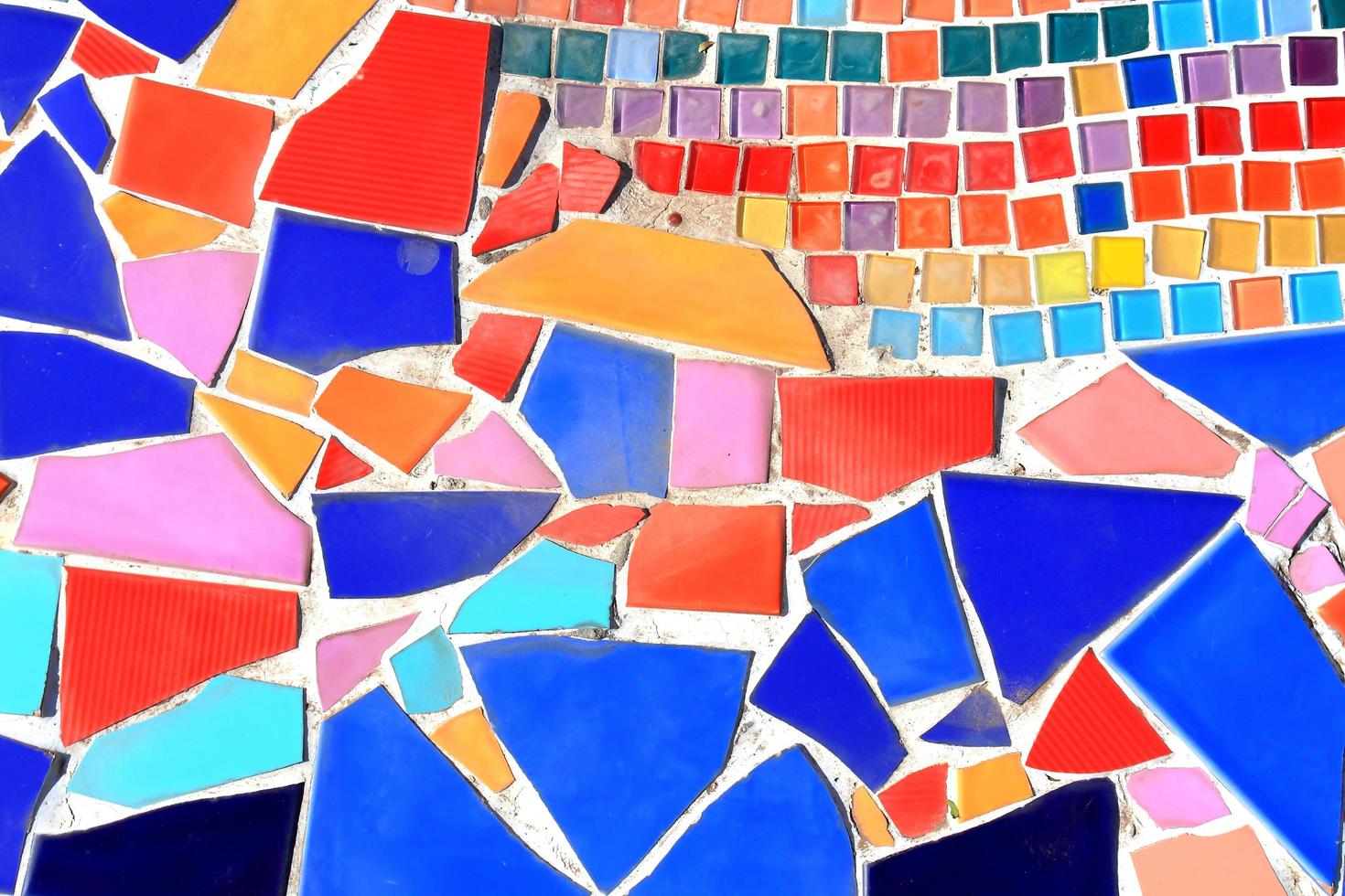 mosaic wall decorative ornament from ceramic broken tile photo