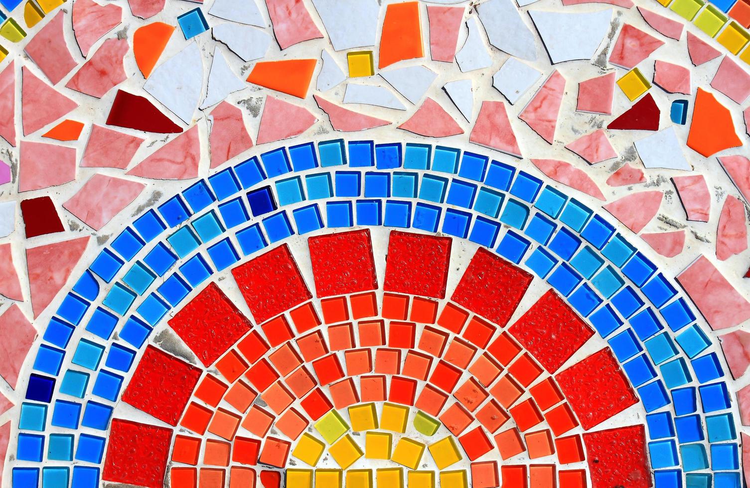 mosaic wall decorative ornament from ceramic broken tile photo