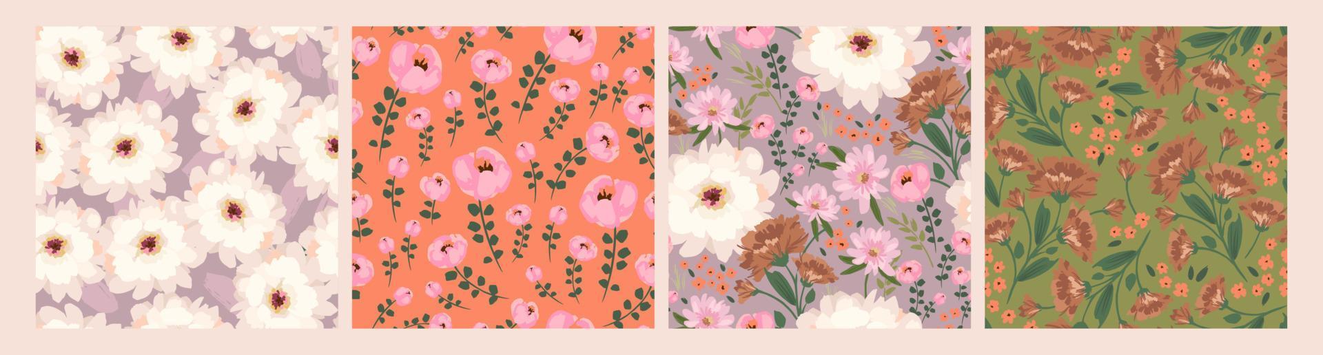 Floral seamless patterns. Vector design for paper, cover, fabric, interior decor and other users