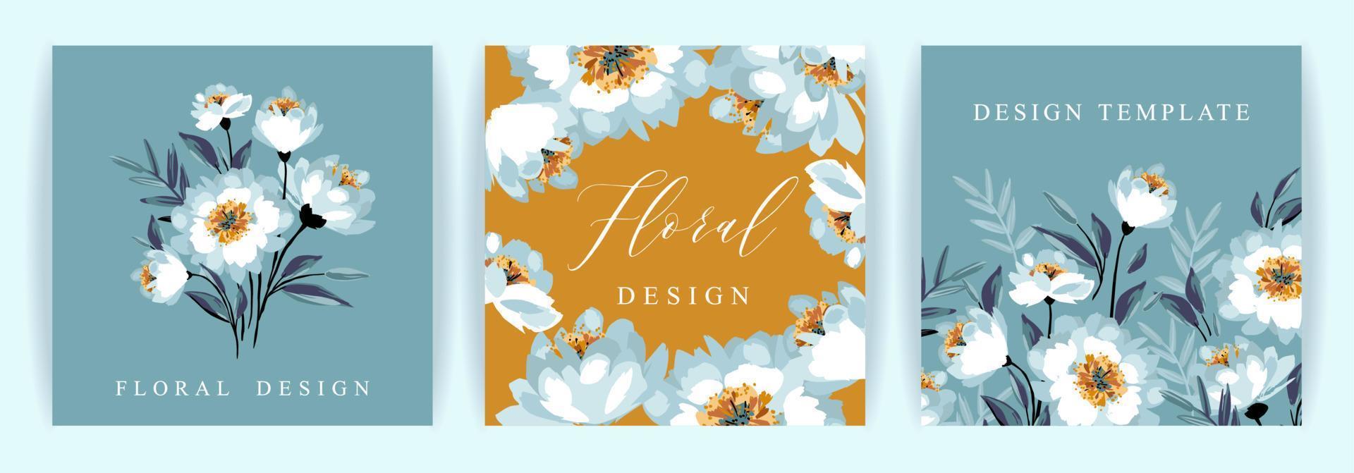 conjunto de diseño floral vectorial. plantilla para tarjeta, afiche, volante, portada, decoración del hogar y otros usos. vector