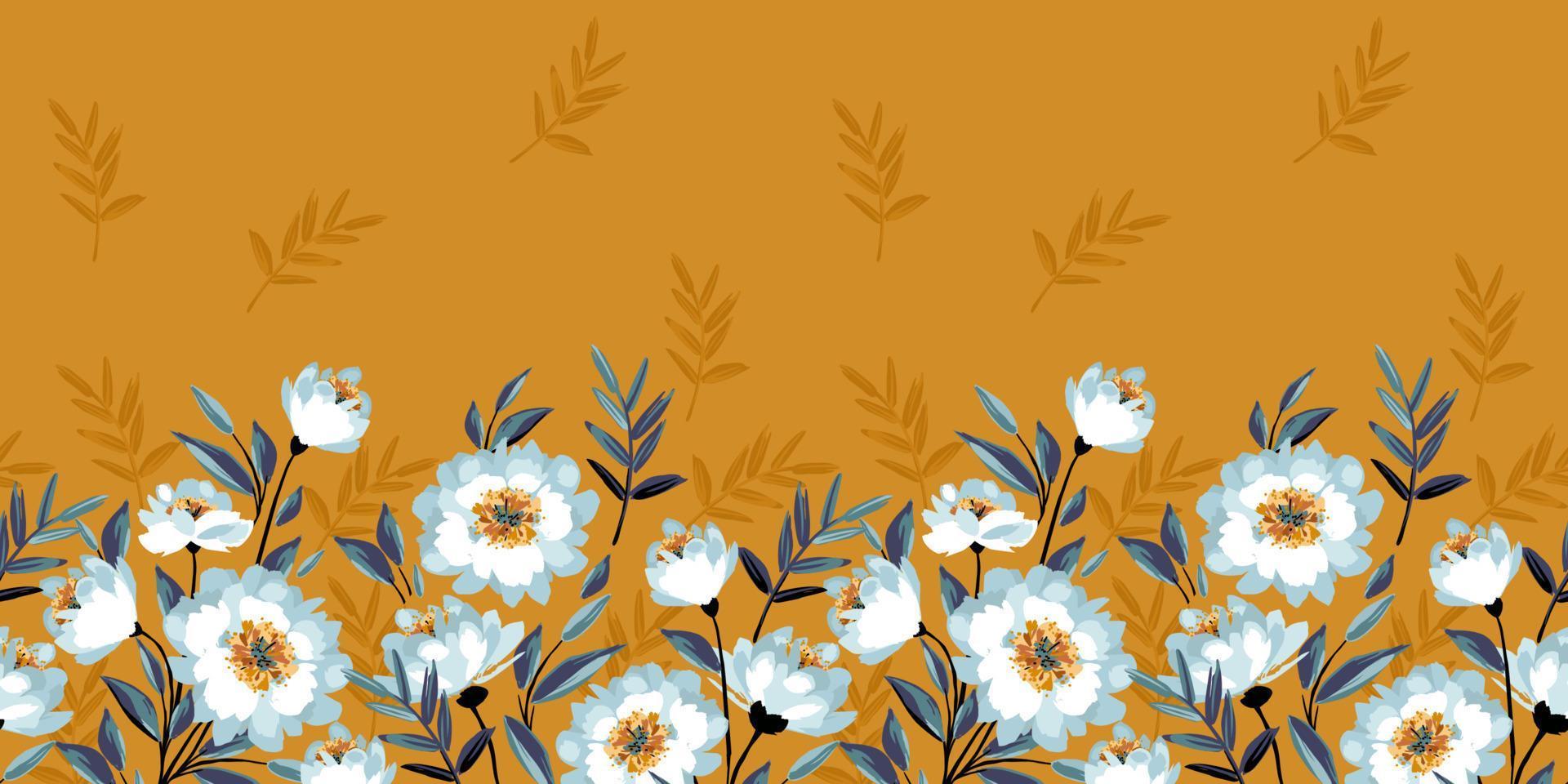 borde floral sin costuras. diseño vectorial para papel, cubierta, tela, decoración interior y otros usos vector