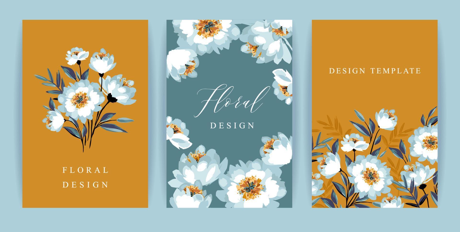 conjunto de diseño floral vectorial. plantilla para tarjeta, afiche, volante, portada, decoración del hogar y otros usos. vector