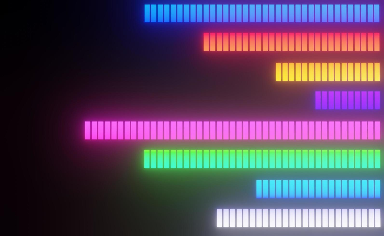 3d render of RGB neon light on darkness background. Abstract Laser lines show at night. Ultraviolet spectrum beam scene photo