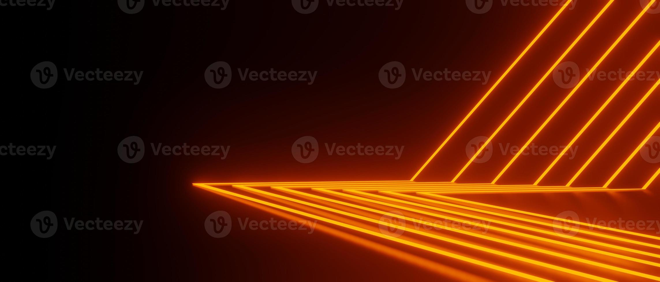 3d render of RGB neon light on darkness background. Abstract Laser lines show at night. Ultraviolet spectrum beam scene photo