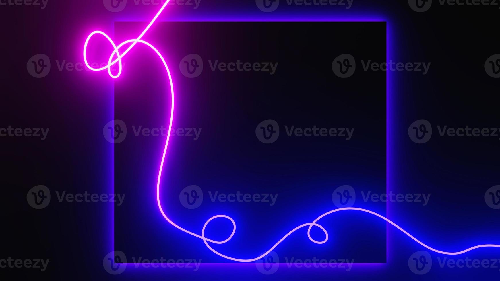 3d render of flash neon and light glowing on dark scene. Speed light moving lines. photo