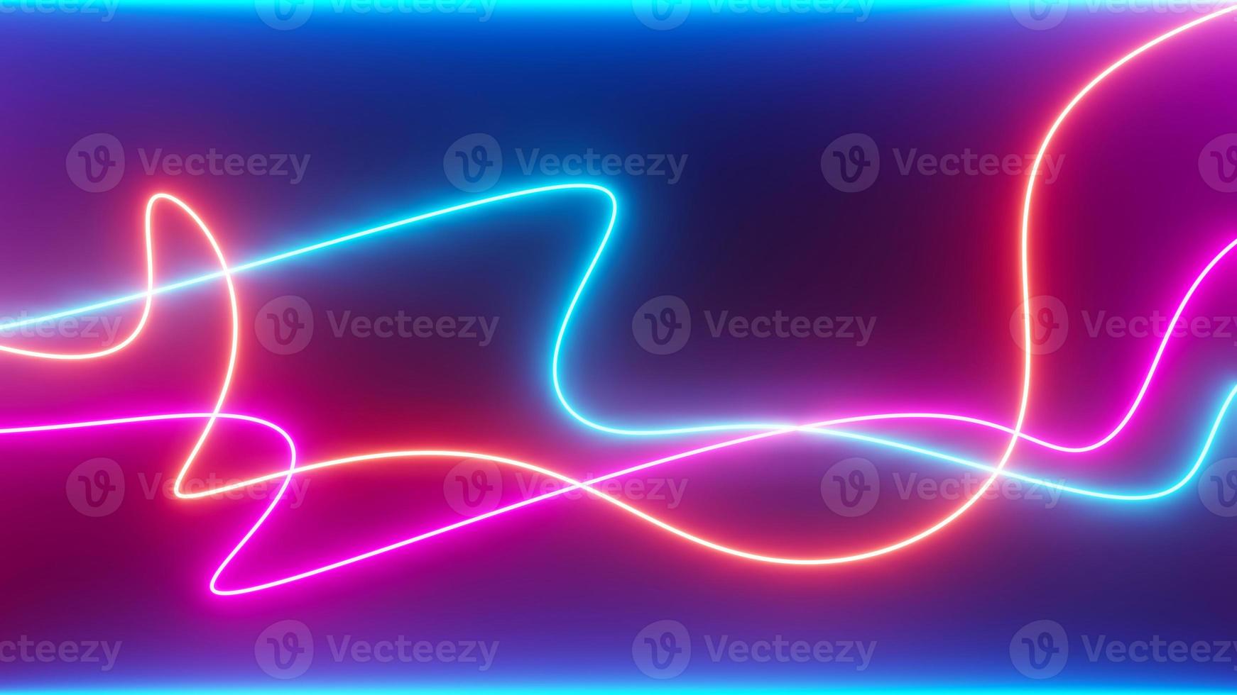 3d render of flash neon and light glowing on dark scene. Speed light moving lines. photo