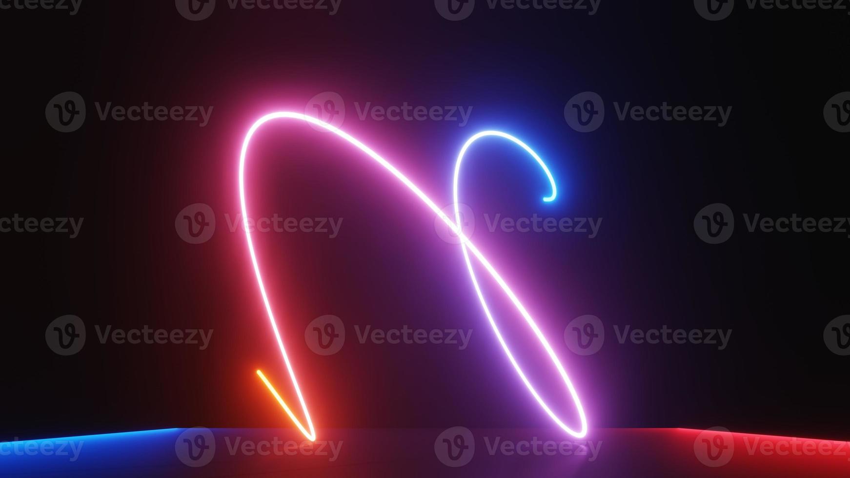 Abstract colorful neon glowing light background. Speed light illuminated. Florescent on the dark scene. Curvy moving line shape. 3D render. photo
