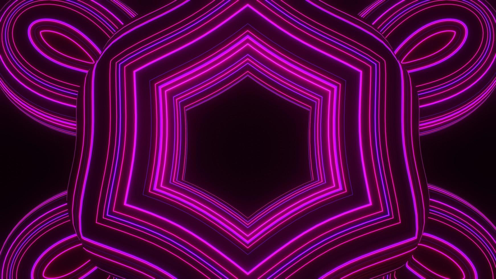 Abstract colorful neon glowing light background. Speed light illuminated. Florescent on the dark scene. Curvy moving line shape. 3D render. photo