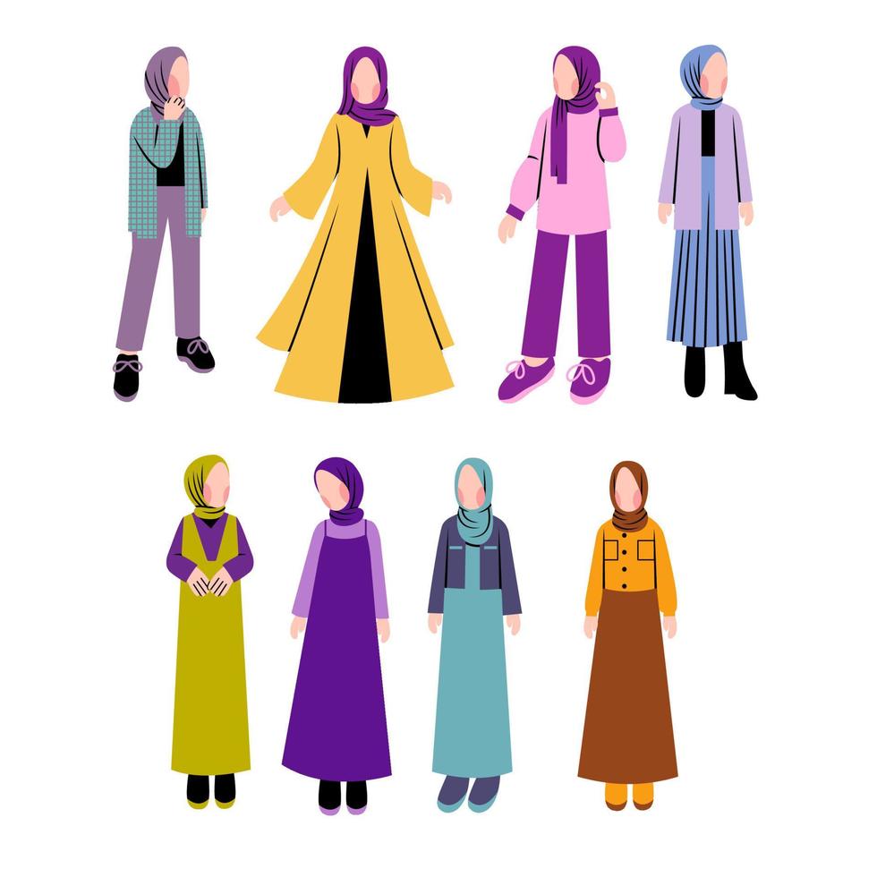 Set of Muslim Fashion Style Character vector