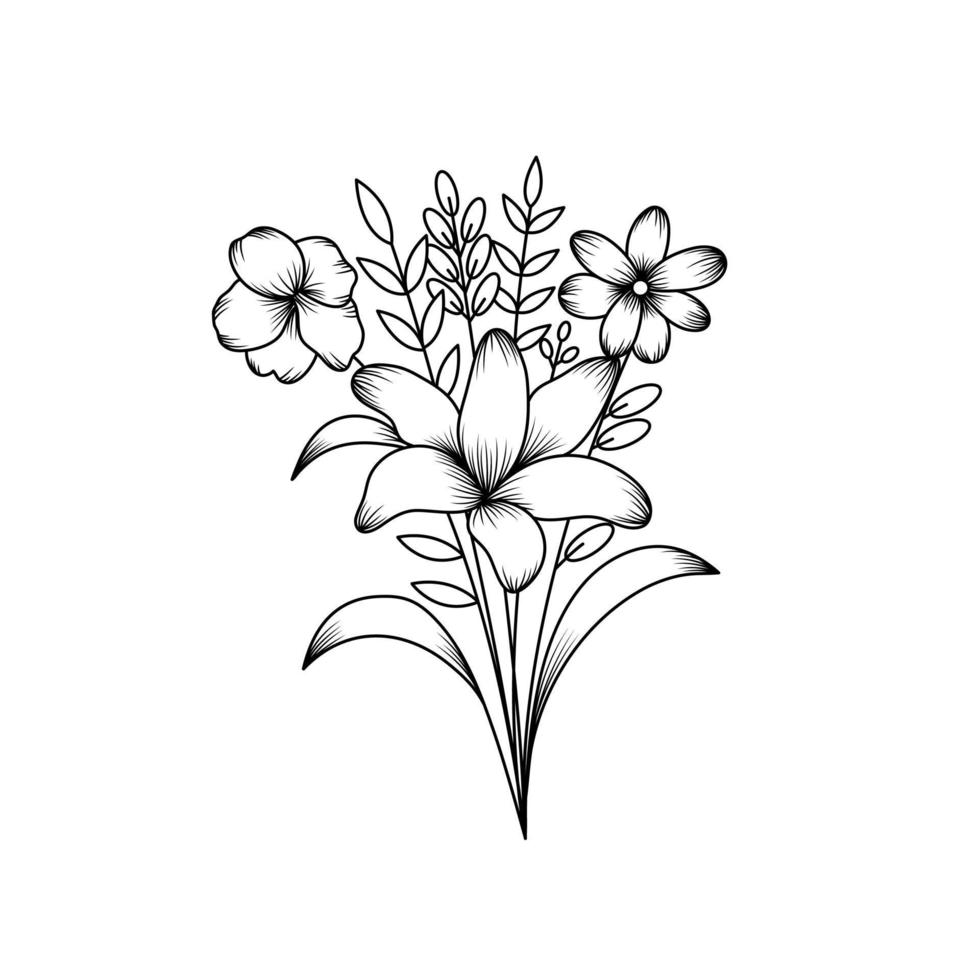 Flower Bouquet Sketch vector