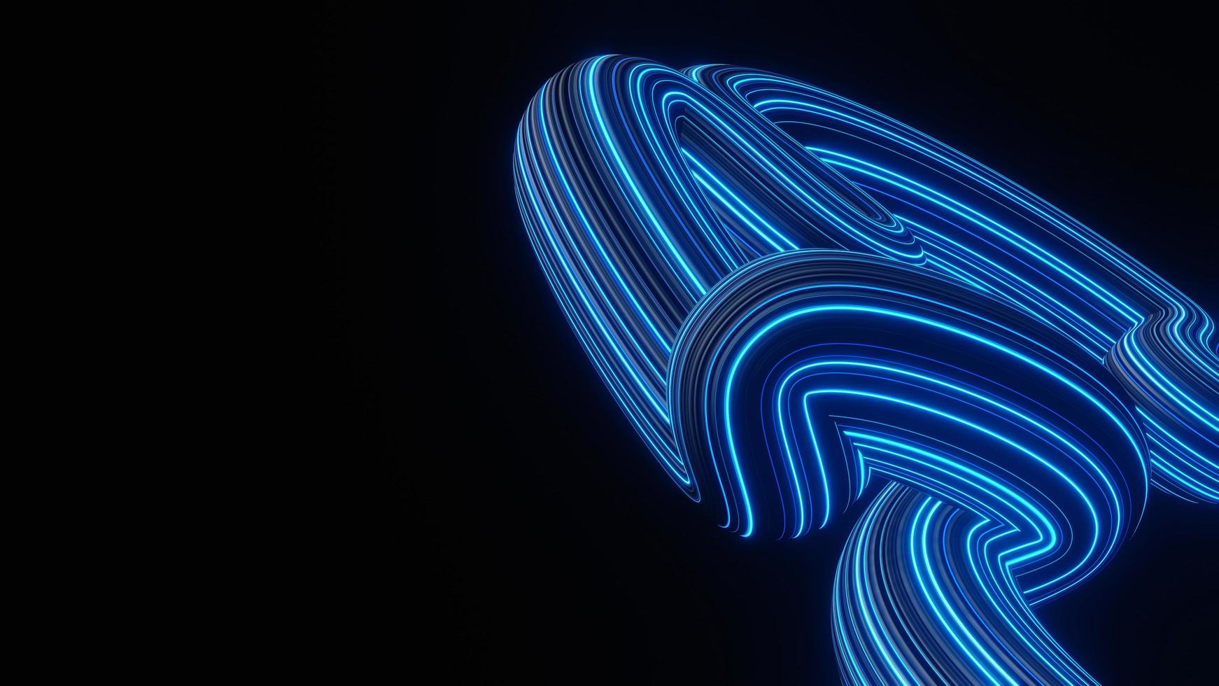 Abstract colorful neon glowing light background. Speed light illuminated. Florescent on the dark scene. Curvy moving line shape. 3D render. photo