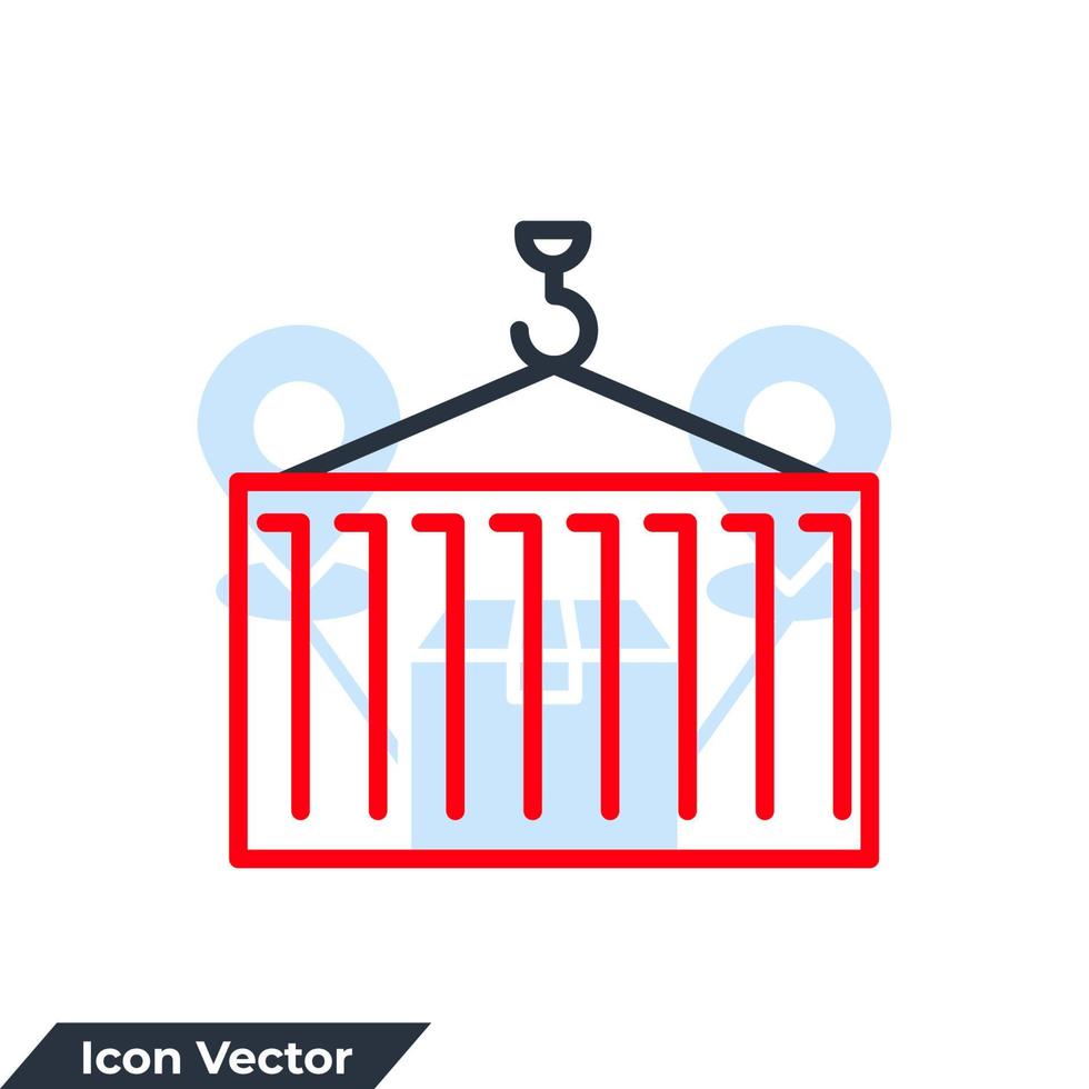 container icon logo vector illustration. logistic and delivery crane symbol template for graphic and web design collection