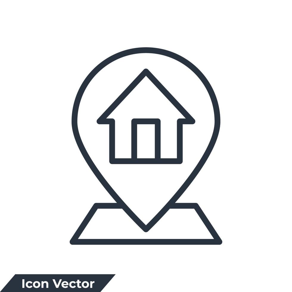 address icon logo vector illustration. Map pointer house symbol template for graphic and web design collection