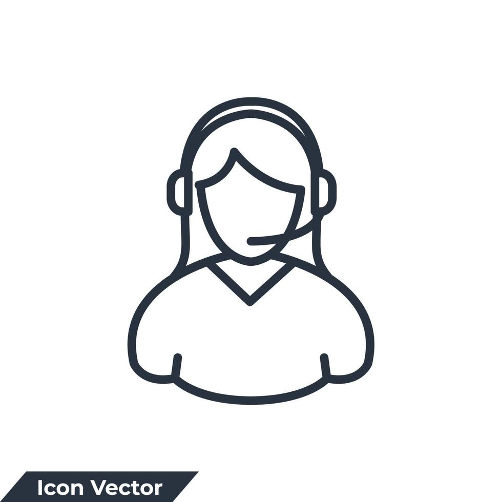 Ilustración de vector de logotipo de icono de servicio de atención al cliente. usuario con plantilla de símbolo de auriculares para colección de diseño gráfico y web