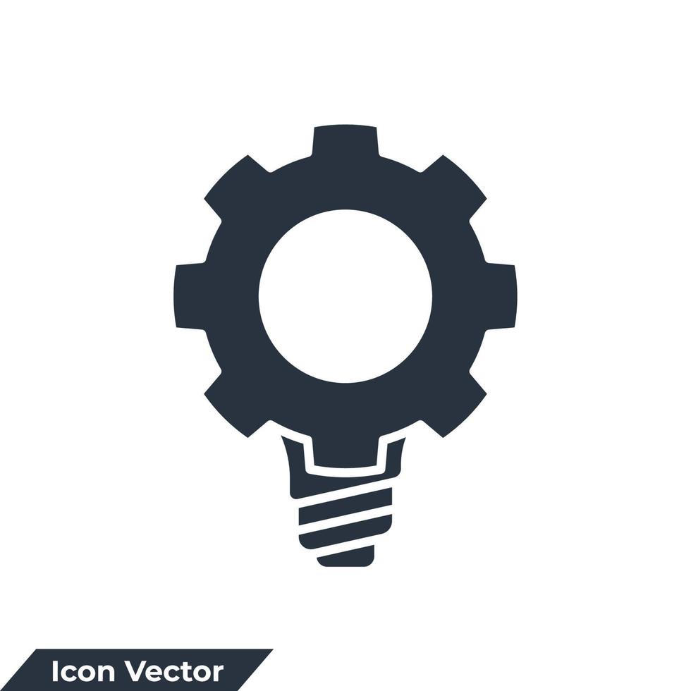 Ilustración de vector de logotipo de icono de bombilla de engranaje. plantilla de símbolo de innovación de conocimiento para la colección de diseño gráfico y web