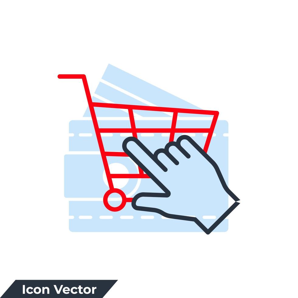 comprar ahora icono logo vector ilustración. clic y plantilla de símbolo de carrito de compras para la colección de diseño gráfico y web