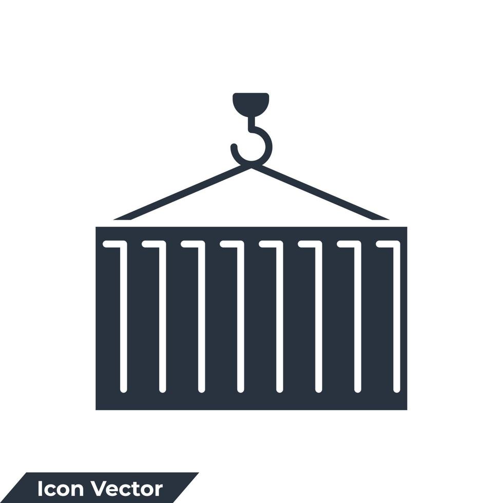 container icon logo vector illustration. logistic and delivery crane symbol template for graphic and web design collection