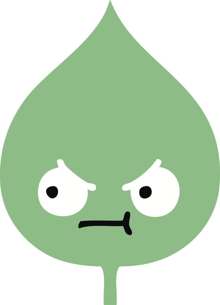 flat color retro cartoon expressional leaf vector
