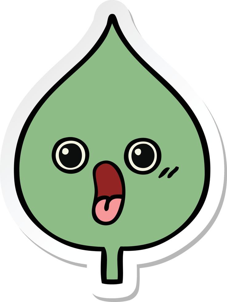 sticker of a cute cartoon expressional leaf vector