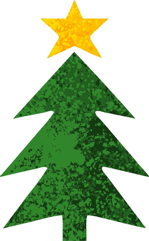 retro illustration style cartoon christmas tree vector