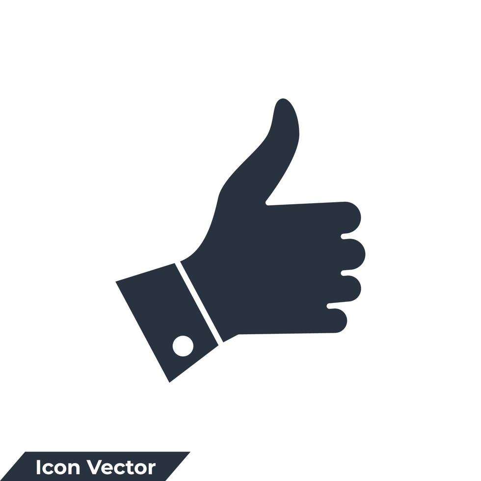 Ilustración de vector de logotipo de icono de pulgar hacia arriba. un botón Me gusta para la plantilla de símbolo de servicios de redes sociales para la colección de diseño gráfico y web