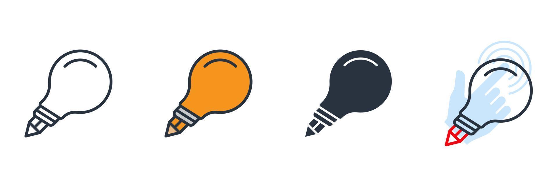 Creative icon logo vector illustration. light bulb and pencil symbol template for graphic and web design collection