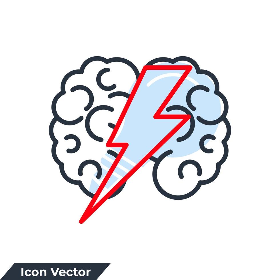 brainstorm icon logo vector illustration. Brain With Thunder symbol template for graphic and web design collection