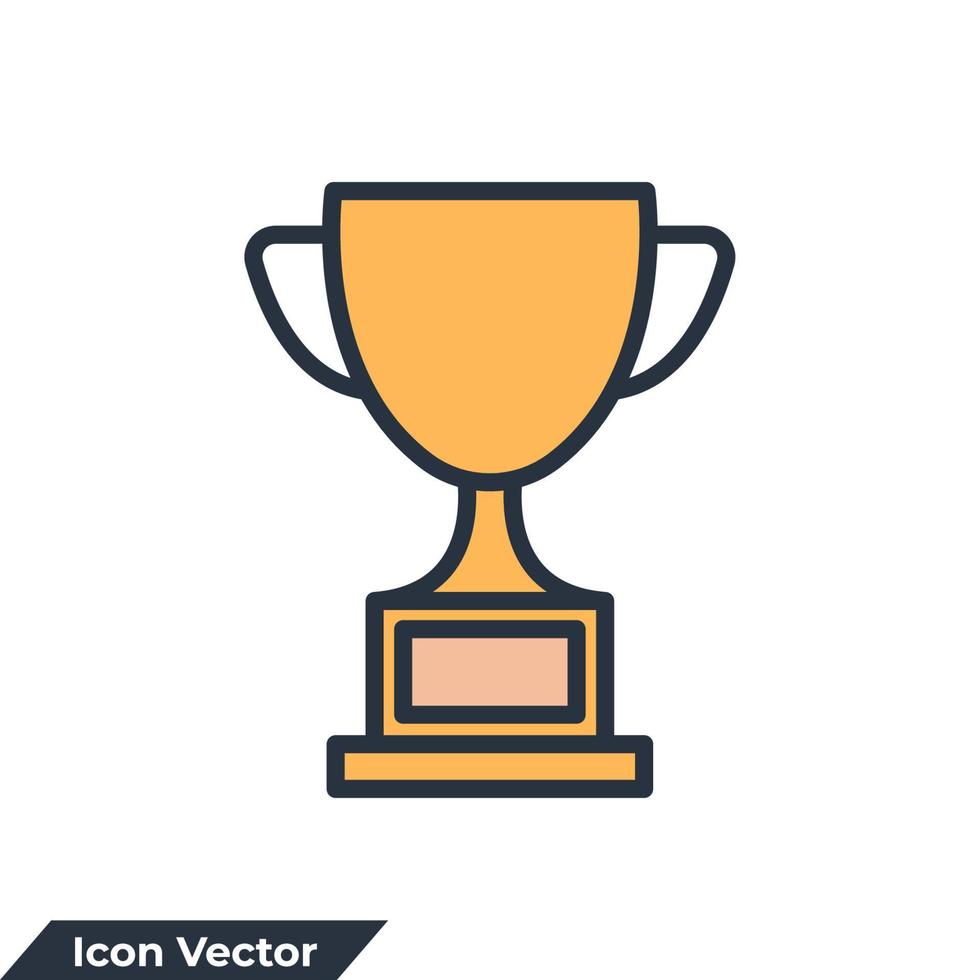 Trophy cup icon logo vector illustration. winner champion's cup symbol template for graphic and web design collection