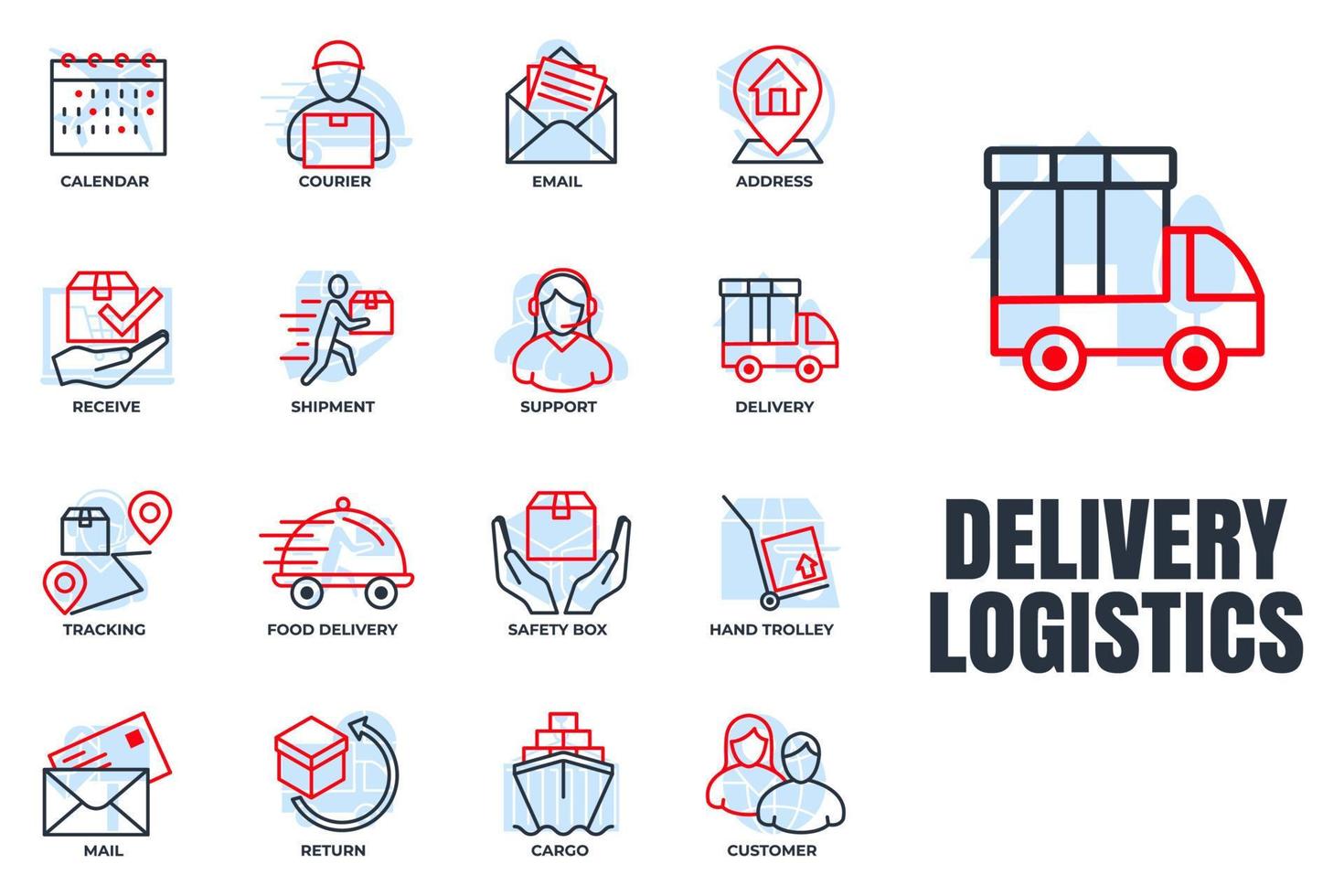 Set of Delivery shipping icon logo vector illustration. logistics pack symbol template for graphic and web design collection