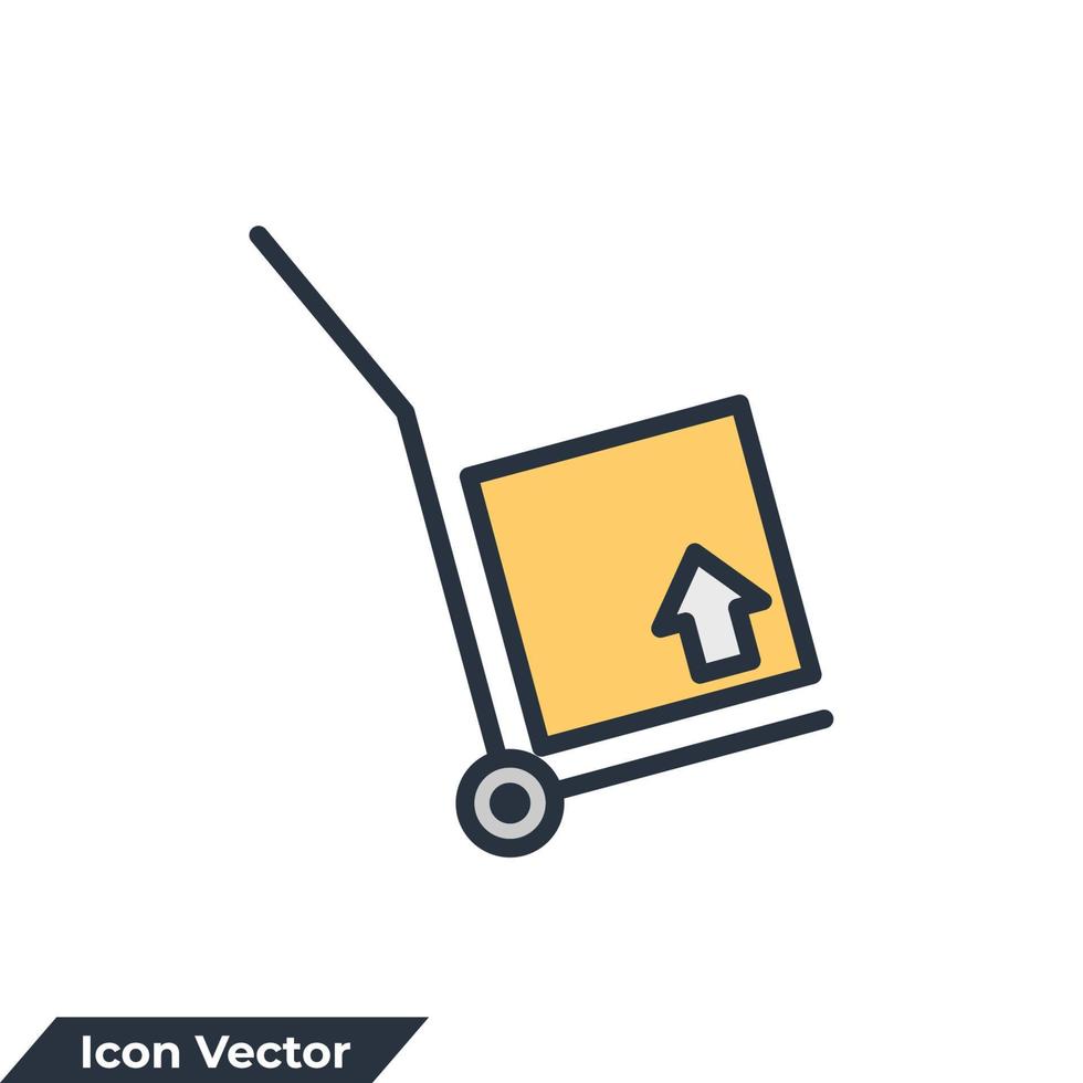 Ilustración de vector de logotipo de icono de carro de mano. plantilla de símbolo de carro de entrega de paquetes para colección de diseño gráfico y web