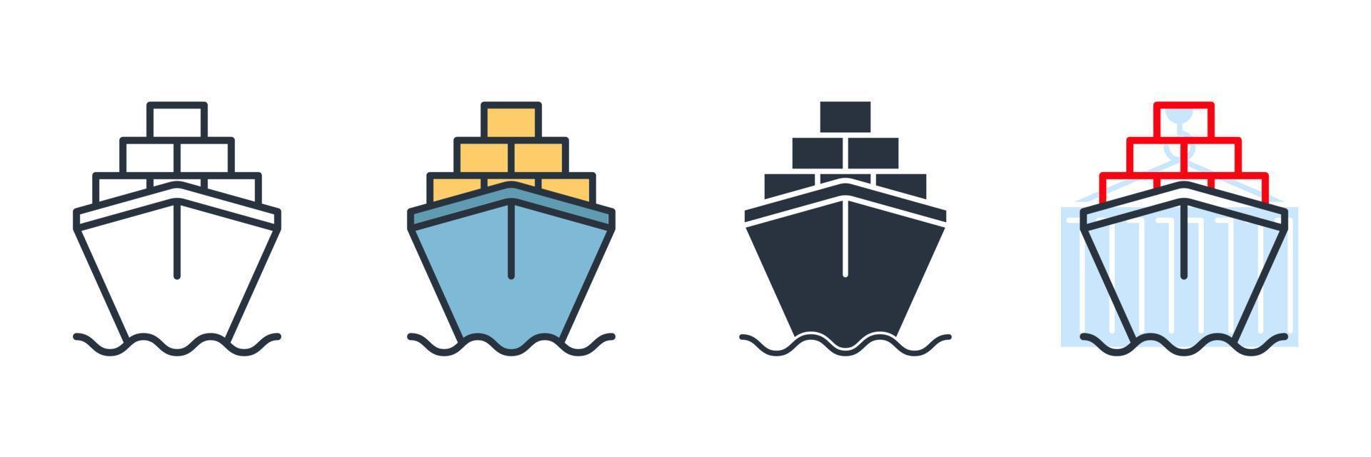 cargo barge icon logo vector illustration. large cargo ships symbol template for graphic and web design collection