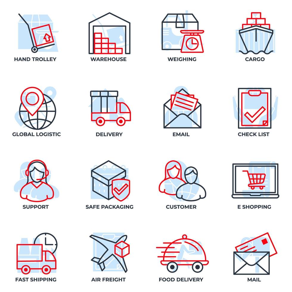 Set of Delivery shipping icon logo vector illustration. logistics pack symbol template for graphic and web design collection