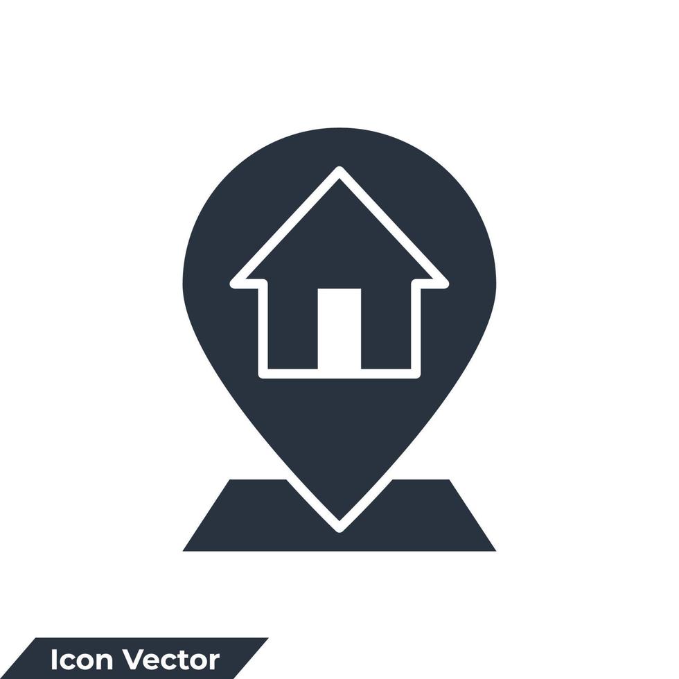 address icon logo vector illustration. Map pointer house symbol template for graphic and web design collection