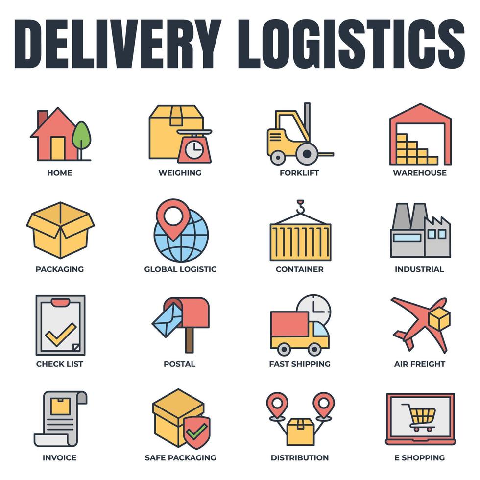 Set of Delivery shipping icon logo vector illustration. logistics pack symbol template for graphic and web design collection