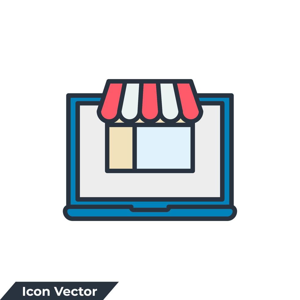 Ilustración de vector de logotipo de icono de tienda en línea. plantilla de símbolo de compras en línea para la colección de diseño gráfico y web