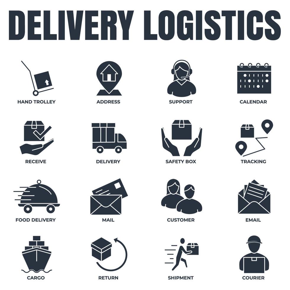 Set of Delivery shipping icon logo vector illustration. logistics pack symbol template for graphic and web design collection