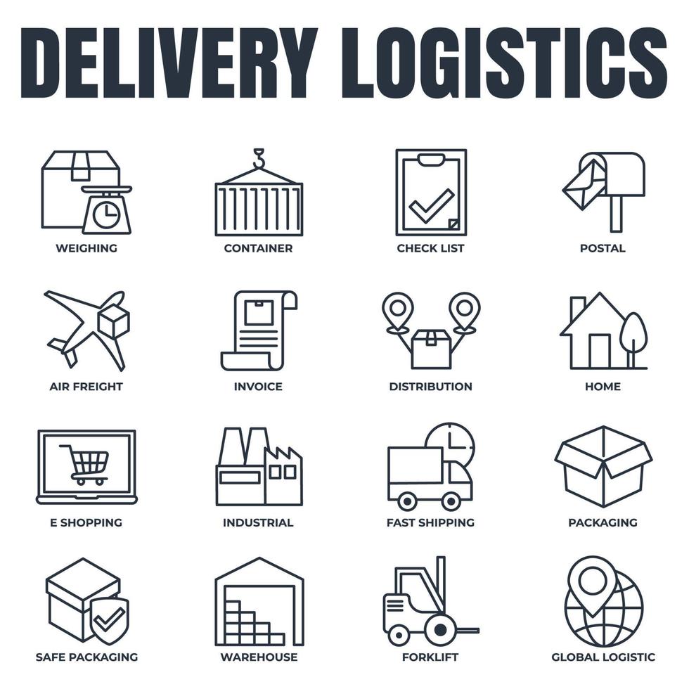 Set of Delivery shipping icon logo vector illustration. logistics pack symbol template for graphic and web design collection