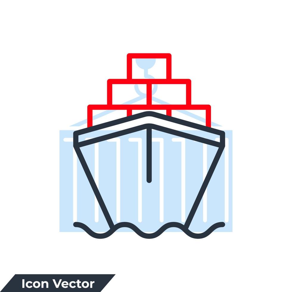 Ilustración de vector de logotipo de icono de barcaza de carga. gran plantilla de símbolos de buques de carga para la colección de diseño gráfico y web