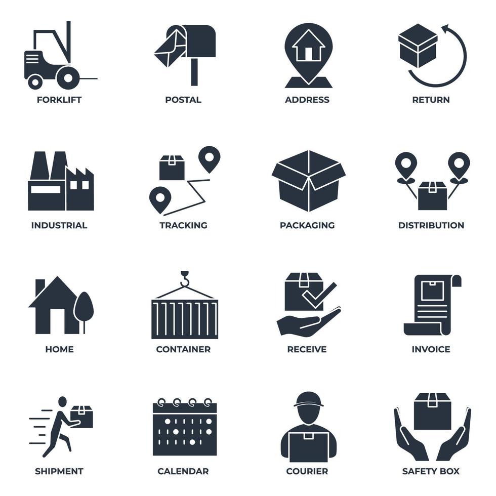 Set of Delivery shipping icon logo vector illustration. logistics pack symbol template for graphic and web design collection