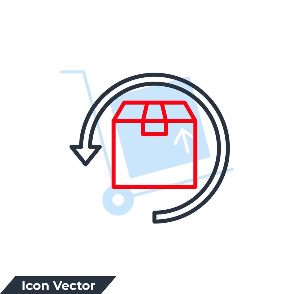 ilustración vectorial del logotipo del icono de retorno. entrega de pedidos y plantilla de símbolo de logística inversa para la colección de diseño gráfico y web vector