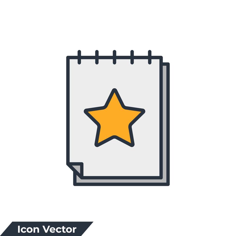 Ilustración de vector de logotipo de icono de lista de deseos. estrella en plantilla de símbolo de cuaderno para colección de diseño gráfico y web